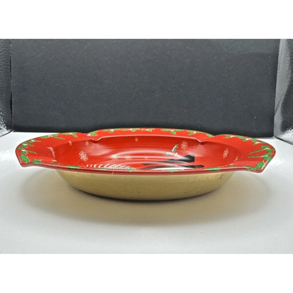 Vintage 1970s SSCO Mr and‎ Mrs Snowman Metal Ashtray Christmas